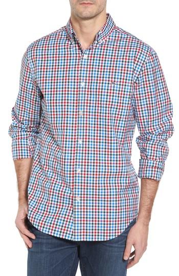 Men's Vineyard Vines Higgins Beach Classic Fit Gingham Sport Shirt, Size - Red