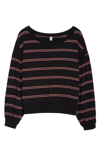 Women's Bp. Stripe Puff Sleeve Tee - Black