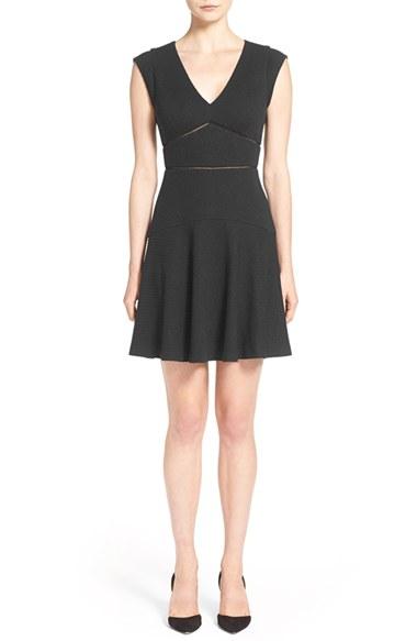 Women's Rebecca Taylor 'taylor' V-neck Fit & Flare Dress - Black