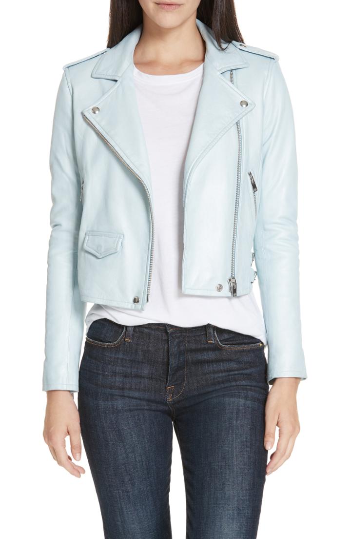 Women's Iro 'ashville' Leather Jacket Us / 38 Fr - Blue