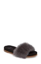 Women's Linea Paolo Lisa Genuine Rabbit Fur Slide Sandal .5 M - Grey