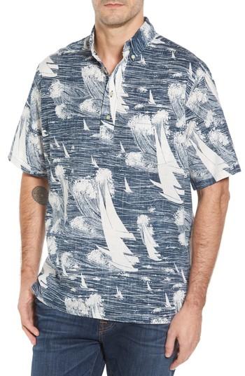 Men's Reyn Spooner Kona Winds Classic Fit Sport Shirt, Size - Blue