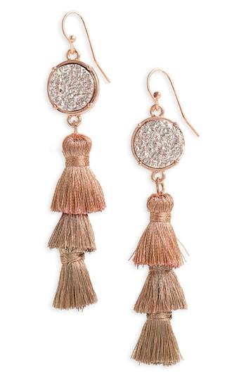 Women's Panacea Faux Drusy Stacked Tassel Statement Earrings