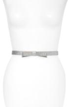 Women's Kate Spade New York Glitter Bow Skinny Belt - Silver/ Nickel