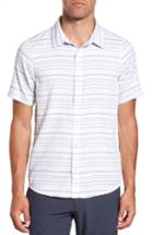 Men's Travis Mathew Long Board Stripe Sport Shirt, Size - White