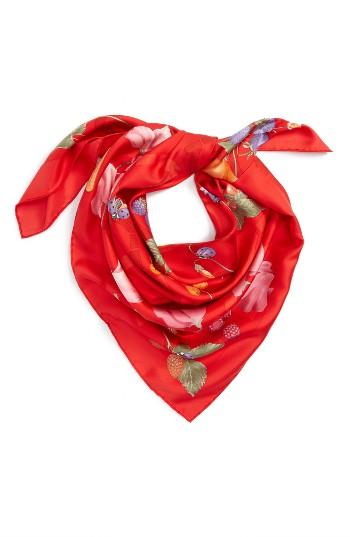 Women's Salvatore Ferragamo Fo Ganchille Silk Scarf, Size - Red