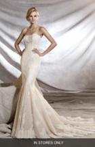 Women's Pronovias Orinoco Strapless Tulle & Lace Mermaid Gown, Size In Store Only - Ivory