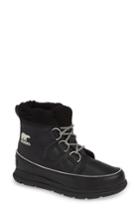 Women's Sorel Explorer Carnival Waterproof Boot With Faux Fur Collar M - Black