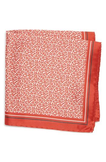 Men's Boss Floral Silk Pocket Square, Size - Red