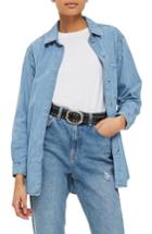 Women's Topshop Drake Oversize Denim Shirt Us (fits Like 10-12) - Blue