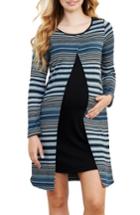 Women's Maternal American Overlay Sweater Maternity Dress - Blue/green