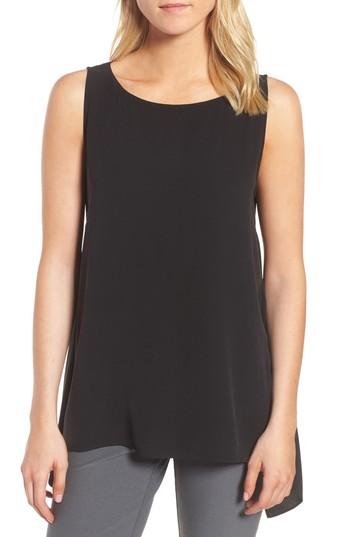 Women's Eileen Fisher Wrap Back Silk Tank, Size - Black