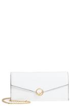 Women's Fendi Logo Flap Leather Continental Wallet On A Chain - White