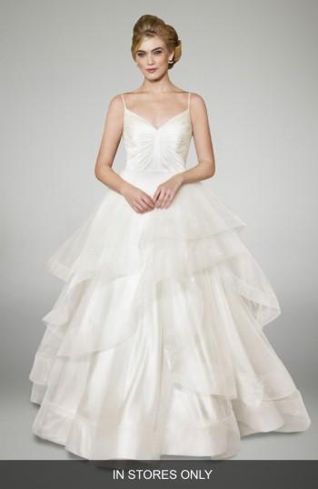 Women's Matthew Christopher Arabella Silk Ballgown, Size - White