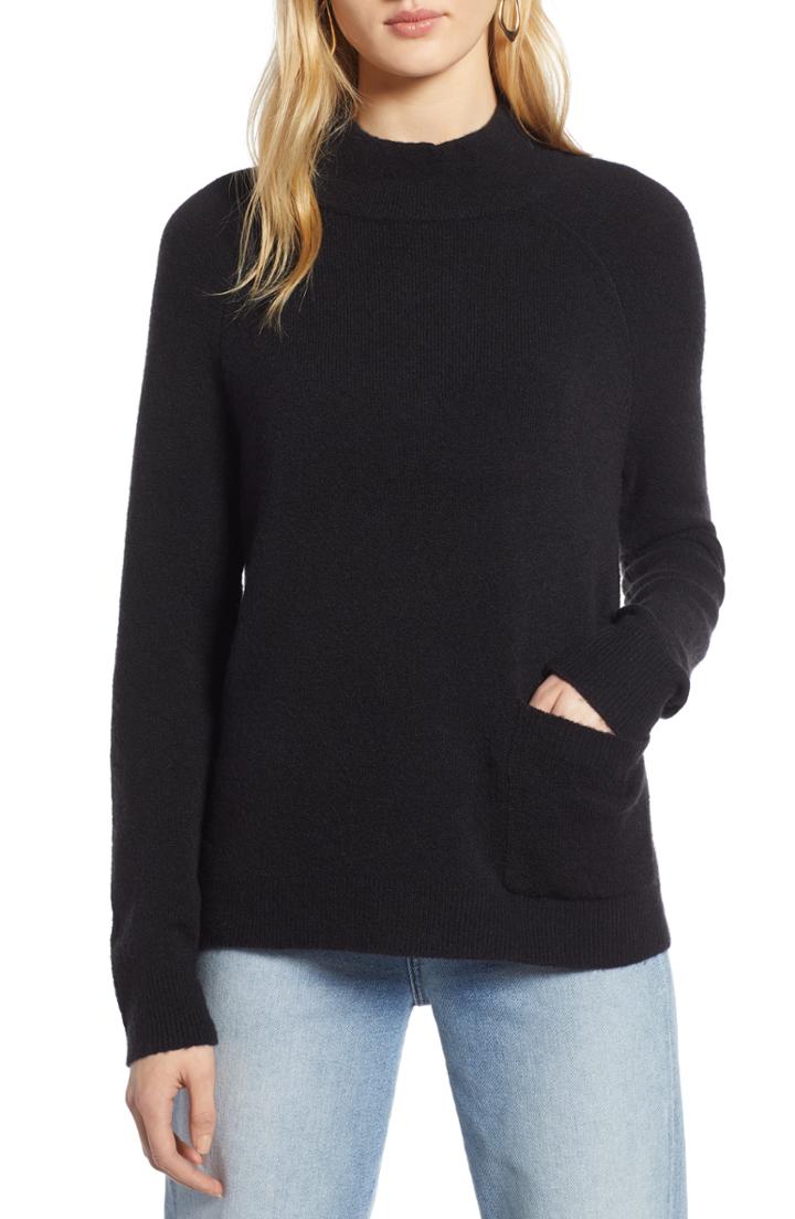Women's Halogen Mock Neck Pocket Sweater