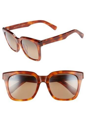 Women's Maui Jim Heliconia 53mm Polarizedplus2 Square Sunglasses - Koa Tortoise/ Bronze