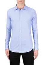 Men's Bugatchi Shaped Fit Micro Houndstooth Sport Shirt - Blue