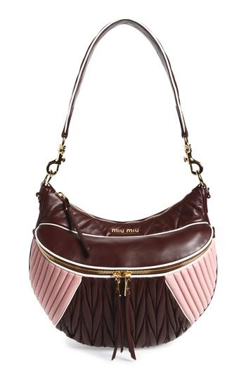 Miu Miu Large Rider Matelasse Leather Shoulder Bag - Burgundy
