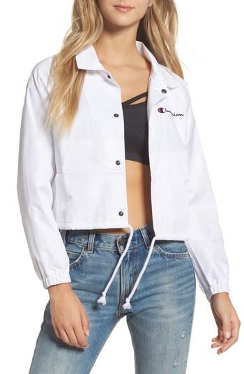 Women's Champion Crop Coach's Jacket - White
