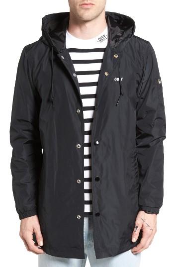Men's Obey Wellington Elongated Hooded Coach's Jacket