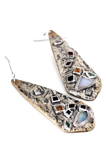 Women's Franny E Jewelry Mixed Gem Statement Earrings