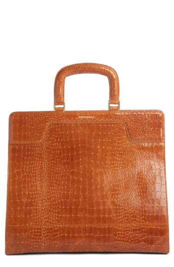 Dries Van Noten Large Handheld Embossed Leather Tote - Brown
