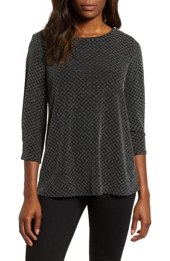 Women's Chaus Checkered Sparkle Shoulder Zip Top - Metallic