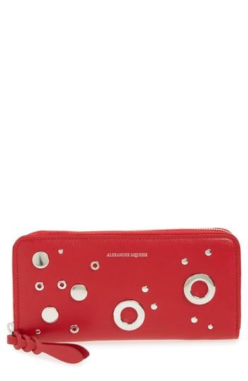 Women's Alexander Mcqueen Studded Zip Around Continental Wallet -