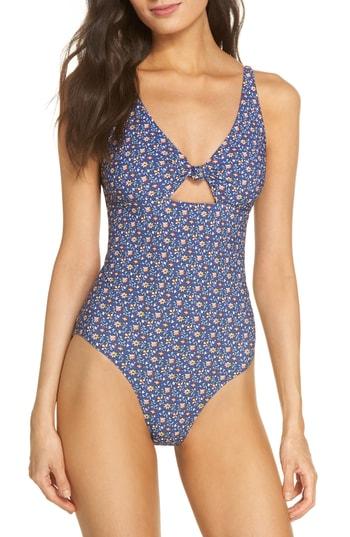 Women's Tory Burch Palma Print One-piece Swimsuit - Blue