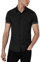 Men's Topman Slim Fit Geo Print Shirt - Black