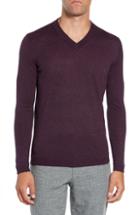 Men's Ted Baker London Noel Slim Fit V-neck Wool Blend Sweater (l) - Purple