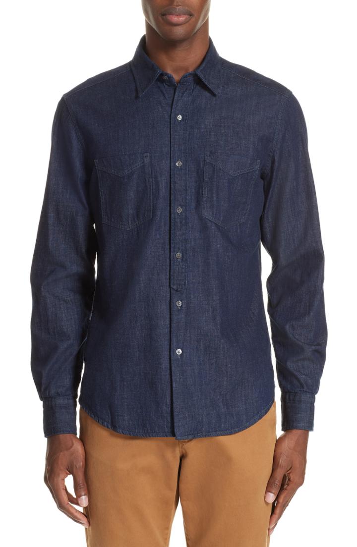 Men's Boglioli Trim Fit Denim Sport Shirt
