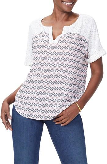 Women's Nydj Contrast Yoke Woven Top - Pink