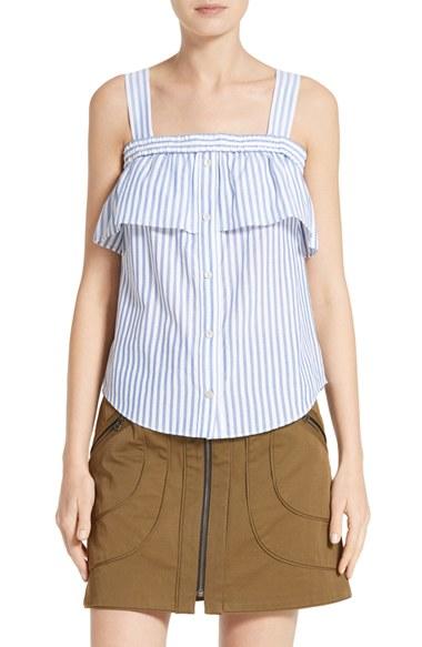 Women's Veronica Beard Lacey Stripe Cotton Tank