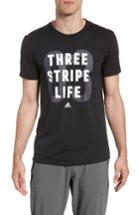 Men's Adidas Three Stripe Life Metallic T-shirt - Black