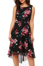 Women's Wallis Dobby Floral Overlay Dress Us / 8 Uk - Black