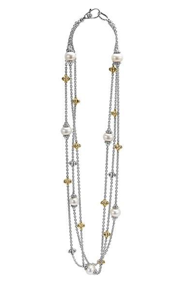 Women's Lagos 'luna' Pearl Three-strand Link Necklace