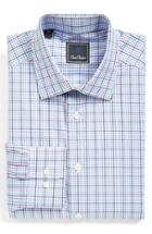Men's David Donahue Regular Fit Check Dress Shirt .5 34/35 - Blue
