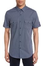 Men's Calibrate Non-iron Basketweave Print Woven Shirt - Blue