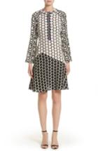 Women's Etro Polka Dot Print Silk Crepe De Chine Flutter Dress Us / 44 It - White