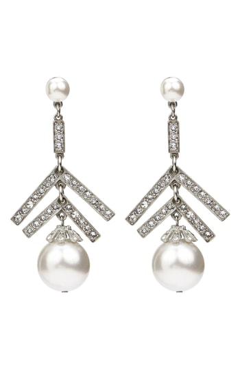 Women's Ben-amun Deco Crystal & Imitation Pearl Chandelier Earrings