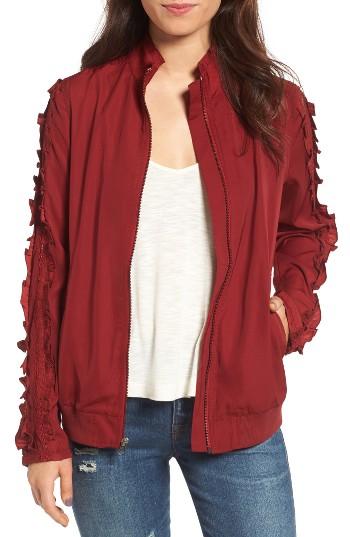 Women's Treasure & Bond Ruffle Sleeve Bomber Jacket