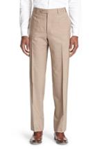 Men's Canali Flat Front Solid Wool Trousers R - Beige