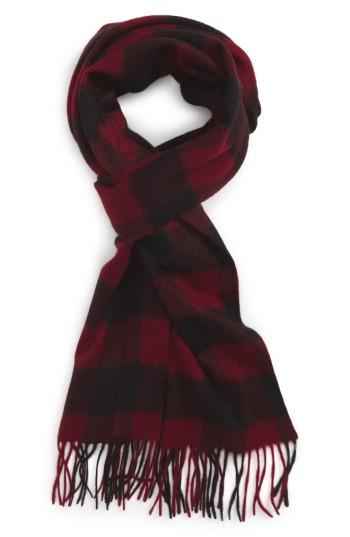 Men's Nordstrom Men's Shop Check Cashmere Scarf, Size - Red