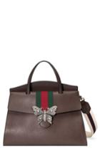Gucci Large Linea Totem Leather Satchel - Brown