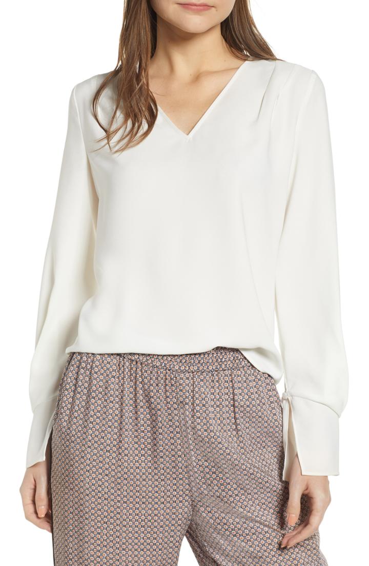 Women's Chelsea28 Pintuck Detail Split Sleeve Blouse, Size - Ivory