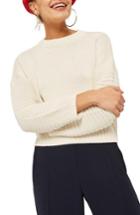 Women's Topshop Stitch Sleeve Sweater Us (fits Like 0) - Ivory