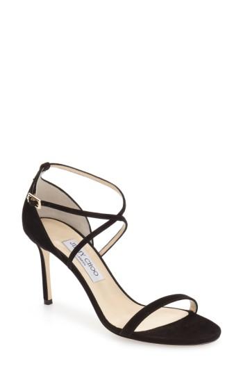 Women's Jimmy Choo 'hesper' Ankle Strap Sandal .5us / 38.5eu - Black