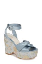 Women's Something Bleu Serena Brocade Platform Sandal M - Blue