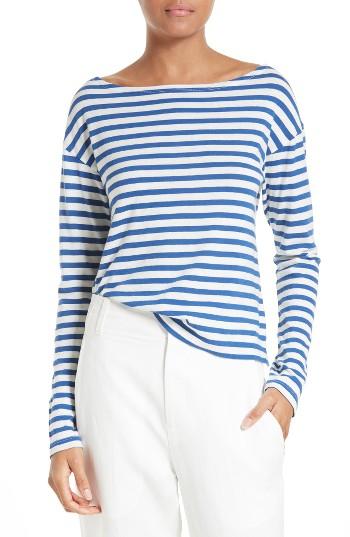 Women's Vince Bold Stripe Boatneck Tee - Blue